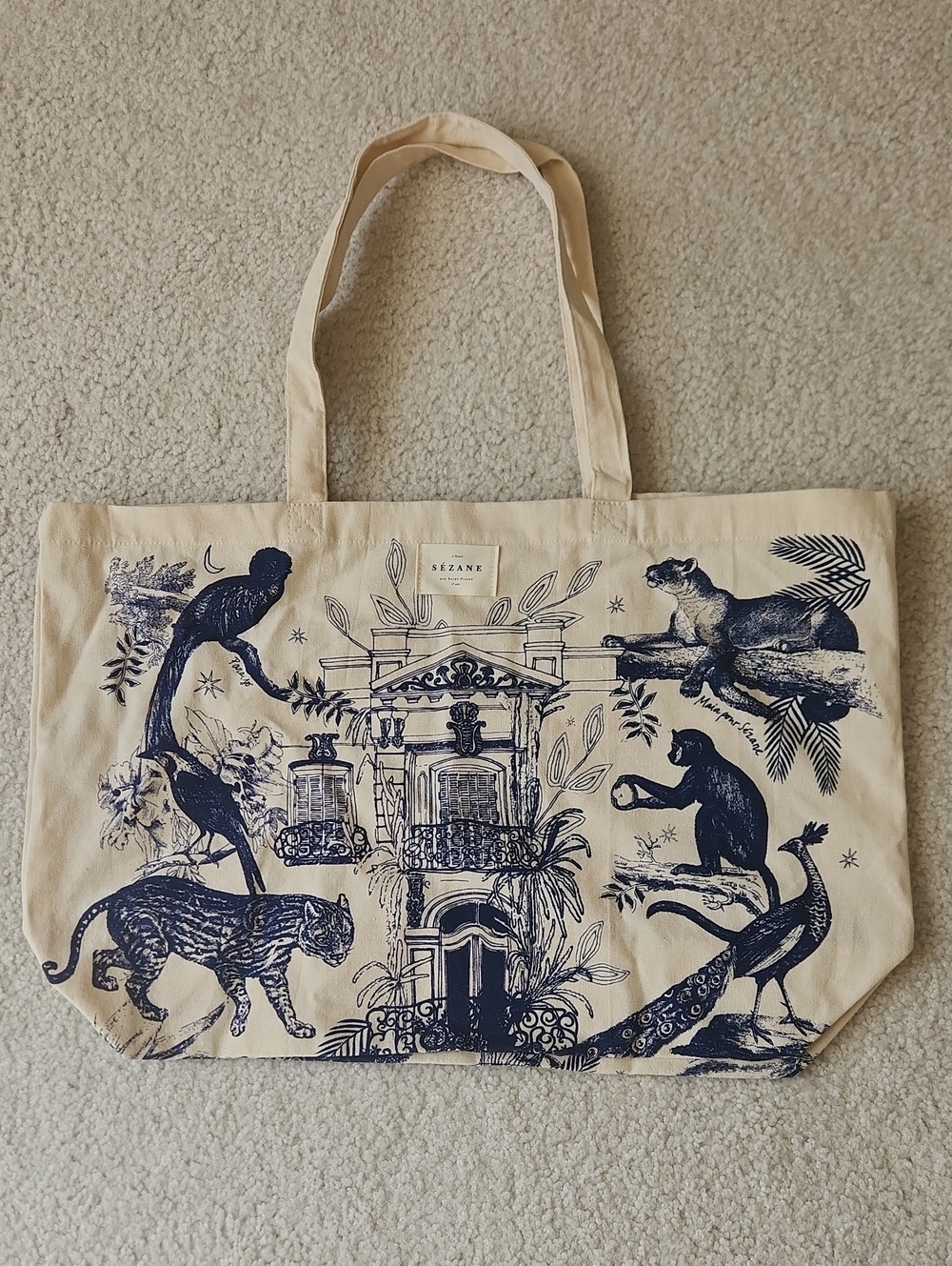 Sezane Blue Jaipur Paraiso Tote Bag